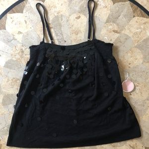 NWT Rebecca Taylor Black Sequin Tank